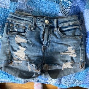 american eagle jean shorts with pocket lace, next level stretch